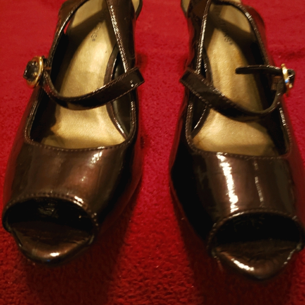 Brown slingback heels